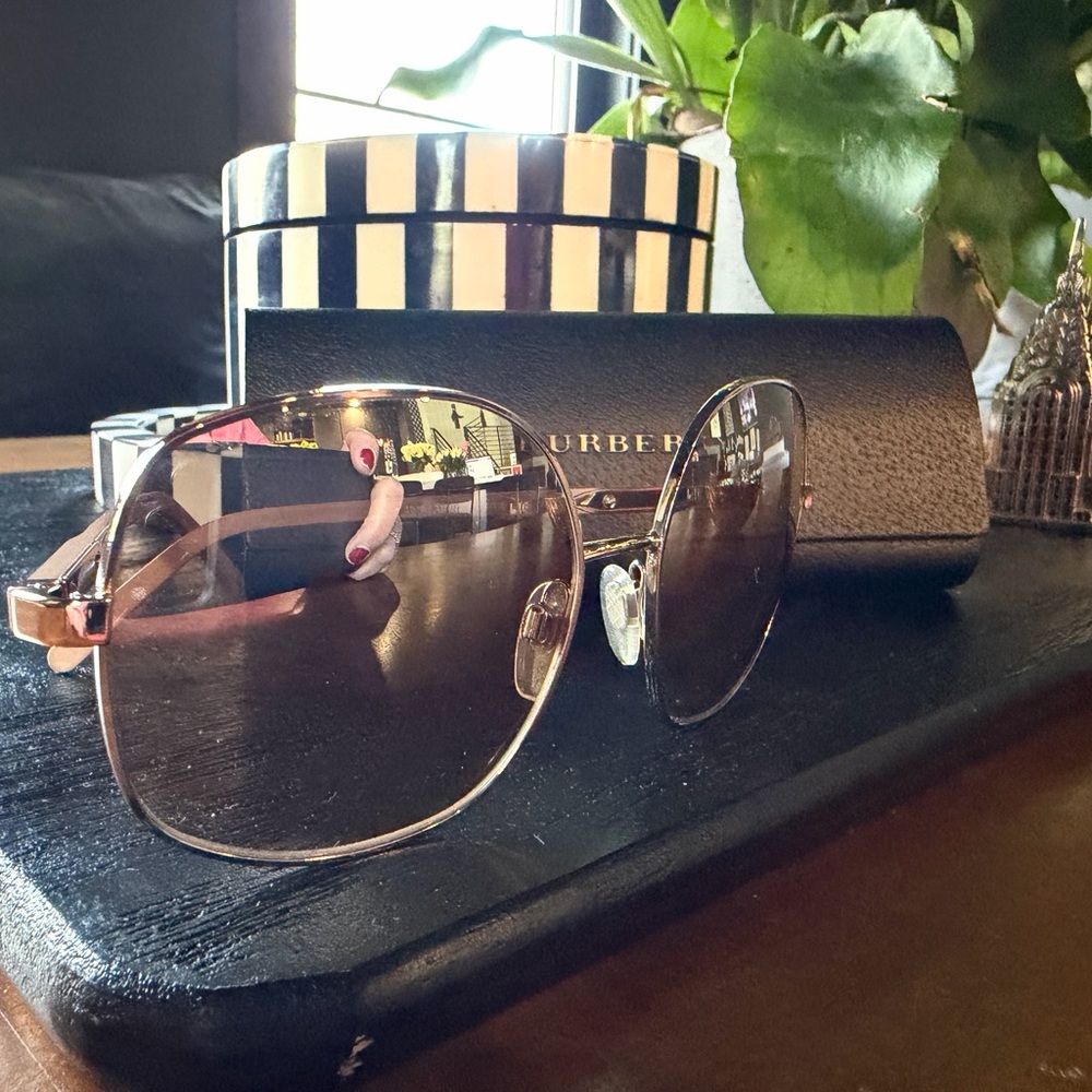 Burberry Men's Gold Aviator Sunglasses